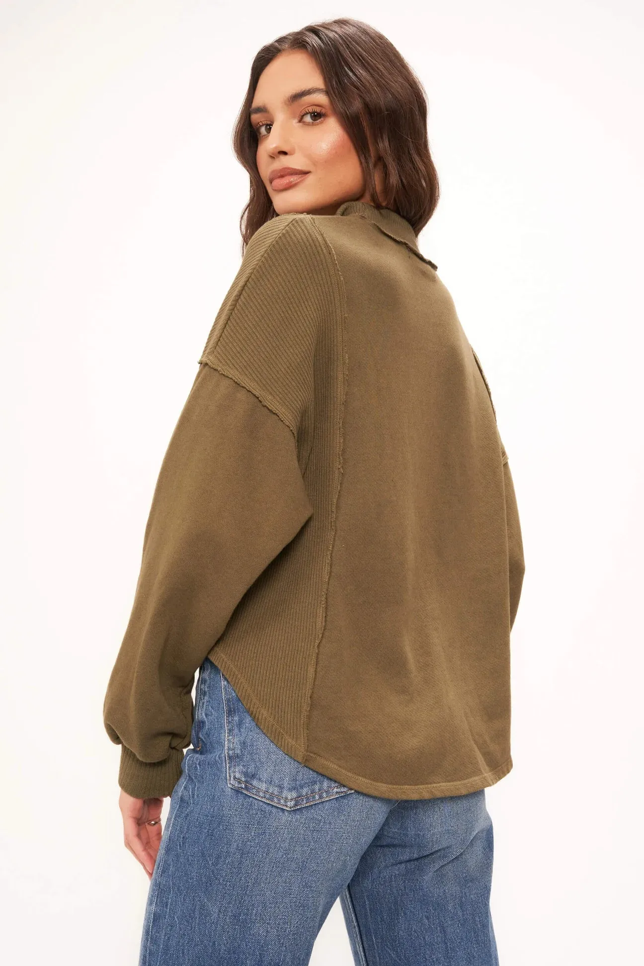 Jayde Seamed Half Zip Sweatshirt - Alpine Moss