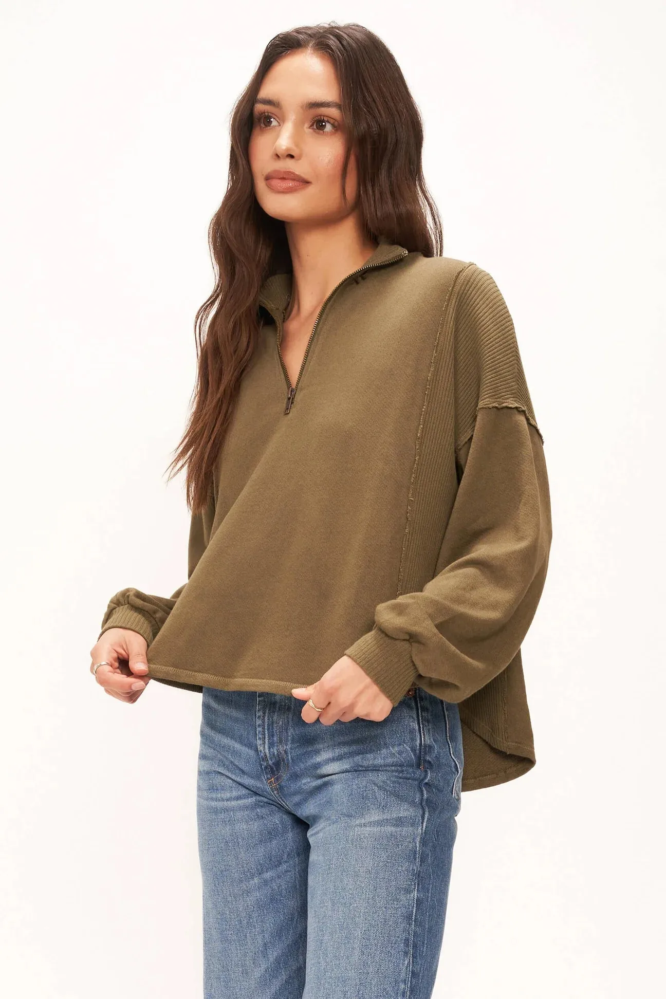 Jayde Seamed Half Zip Sweatshirt - Alpine Moss