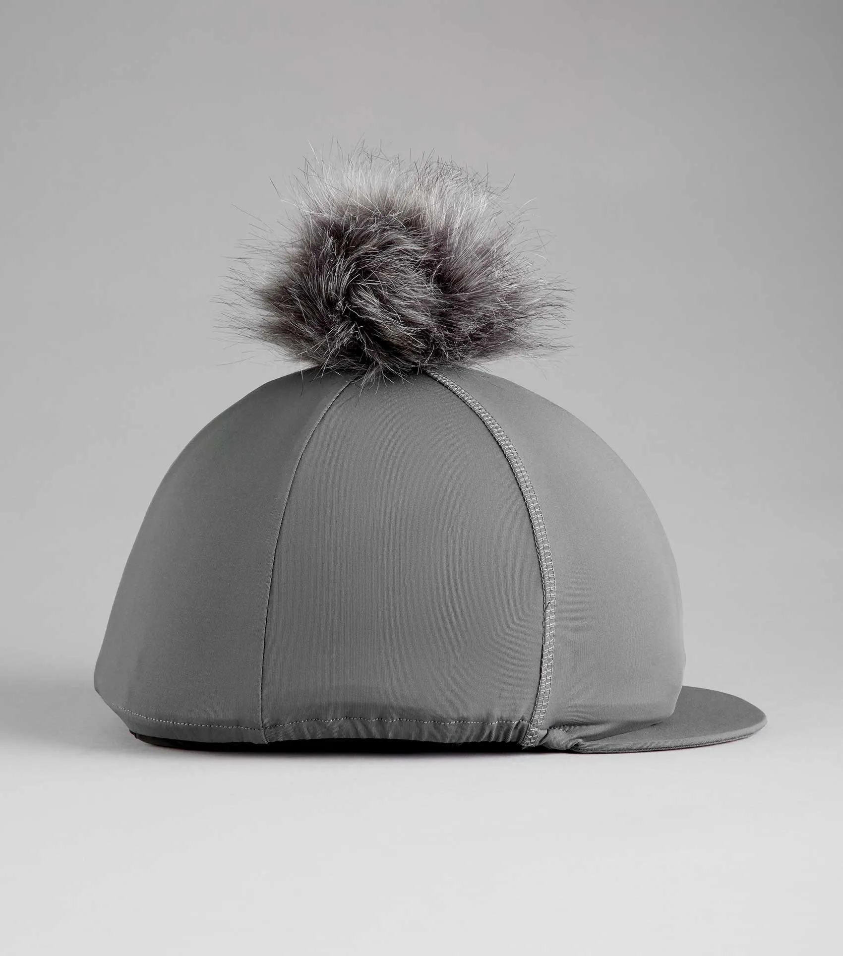 Jersey Hat Silk with Faux Fur Pom Pom Anthracite