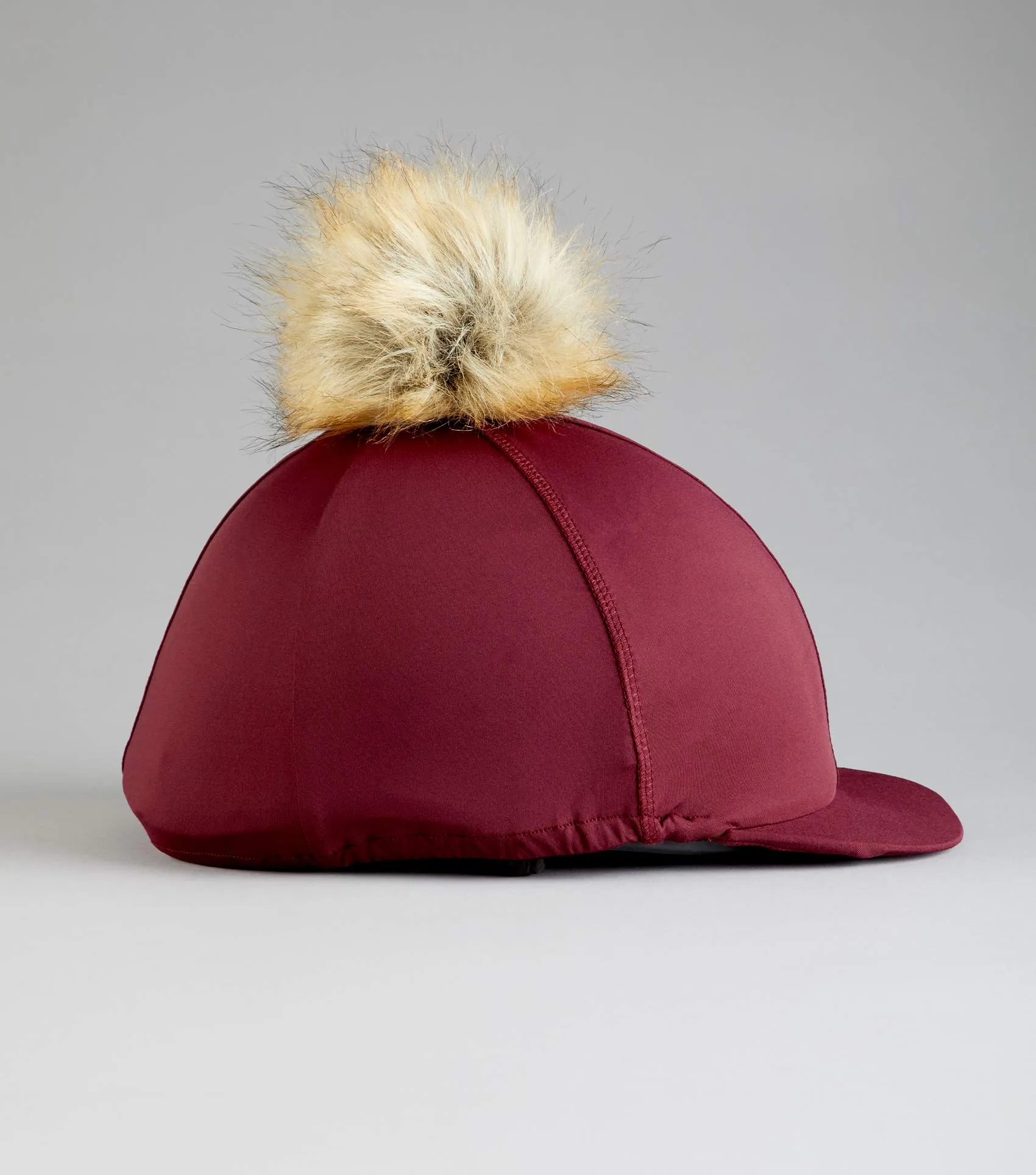 Jersey Hat Silk with Faux Fur Pom Pom Wine