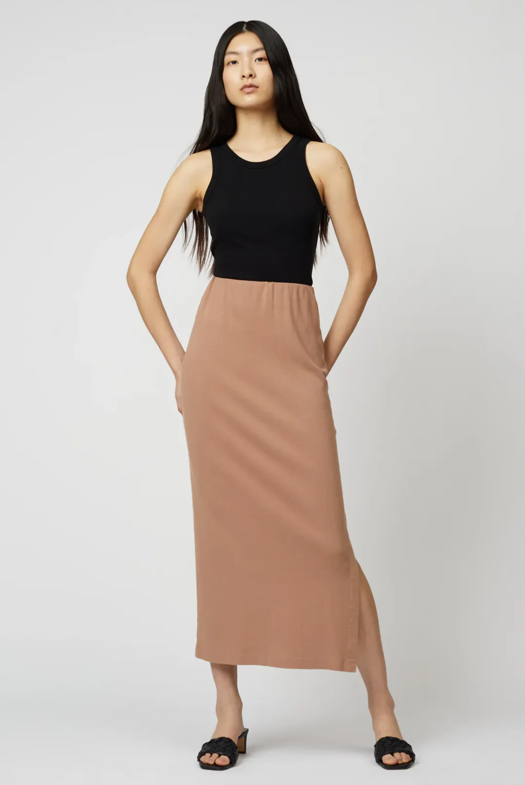 Jersey Midi Skirt, Sandy Mauve