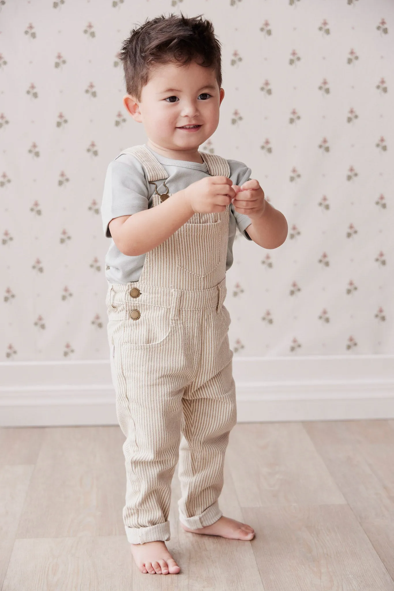 Jordie Cotton Twill Overall - Balm/Cloud Stripe