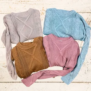 Junie Cropped Cable Knit Sweater- 4 Colors!