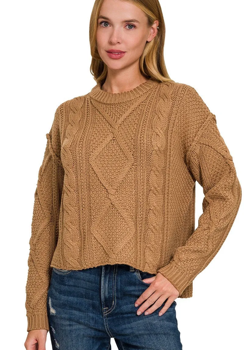 Junie Cropped Cable Knit Sweater- 4 Colors!