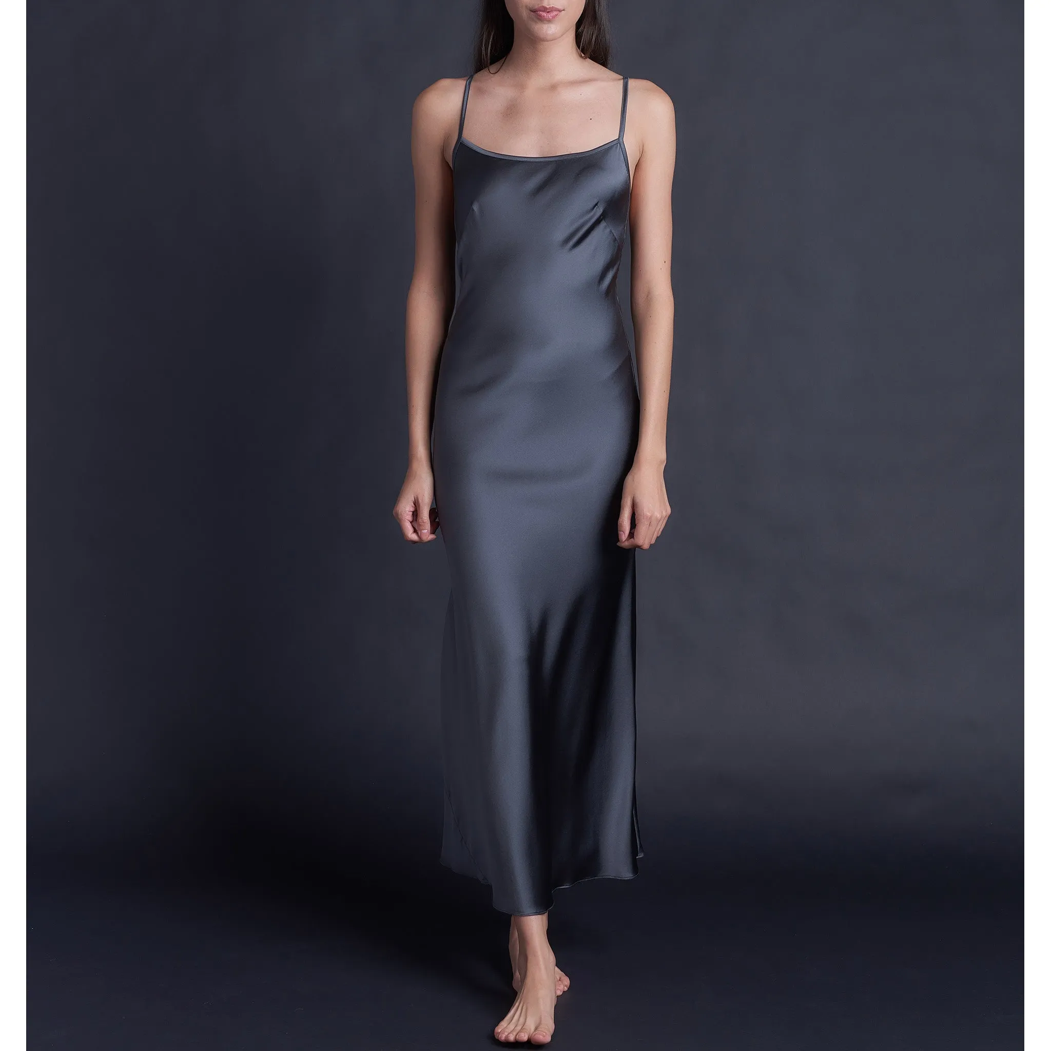 Juno Slip Dress in Diamond Slice Stretch Silk Charmeuse