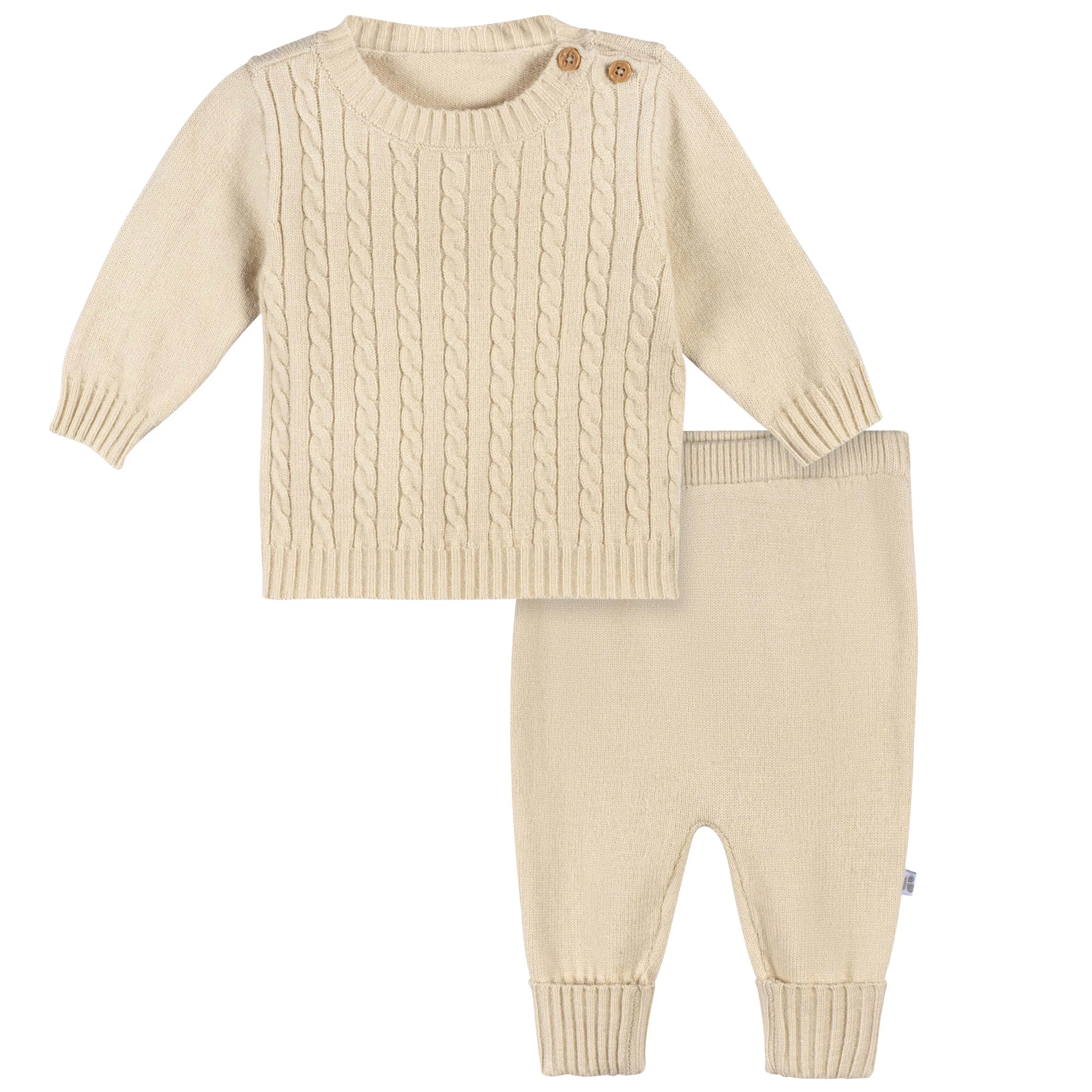 Just Born by Gerber Baby Neutral 2-Piece Sweater Knit Set - TAN