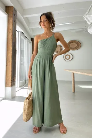 Just Kick It One Shoulder Wide-Leg Jumpsuit - 4 Colors