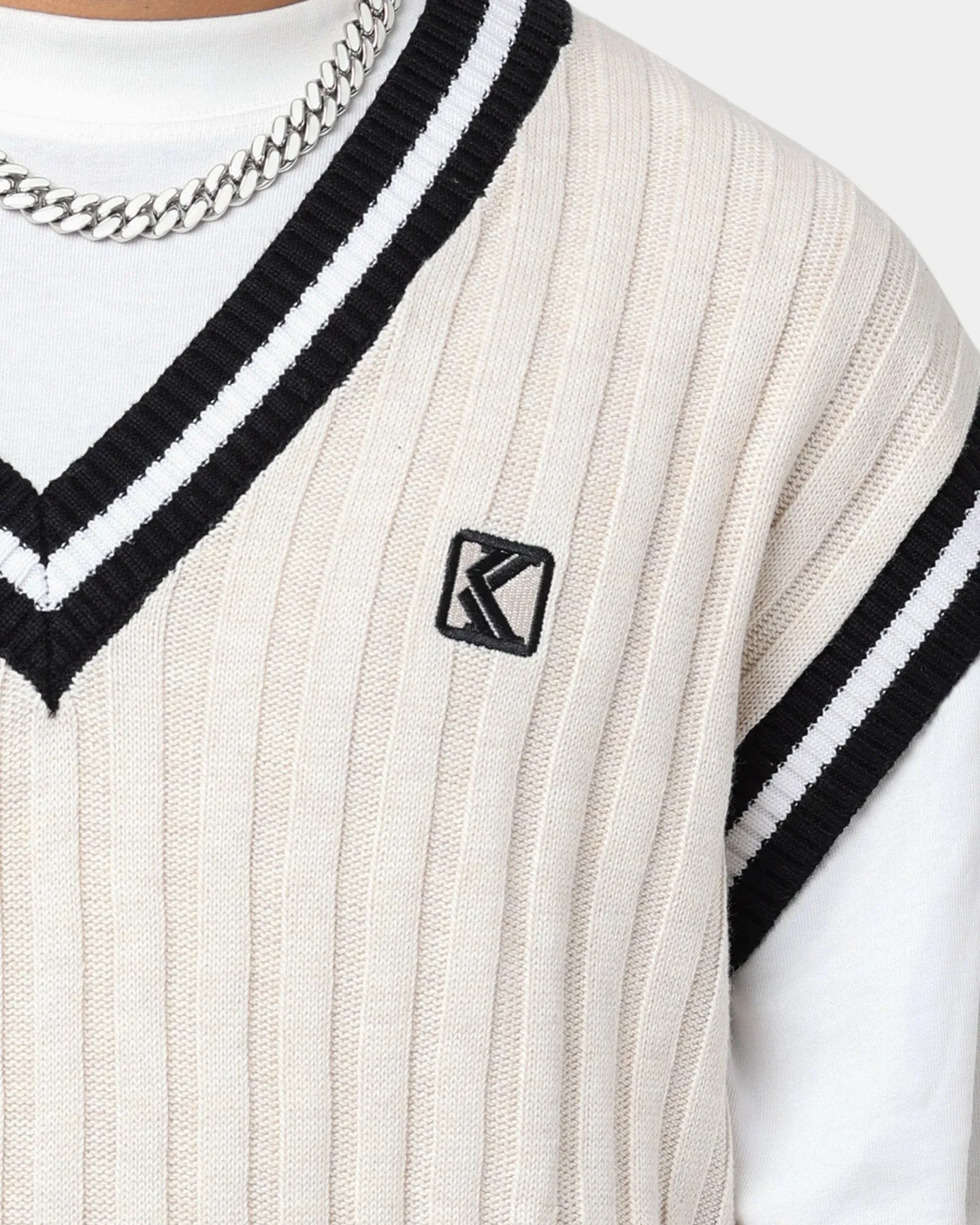 Karl Kani OG Rib Knit Vest Cream