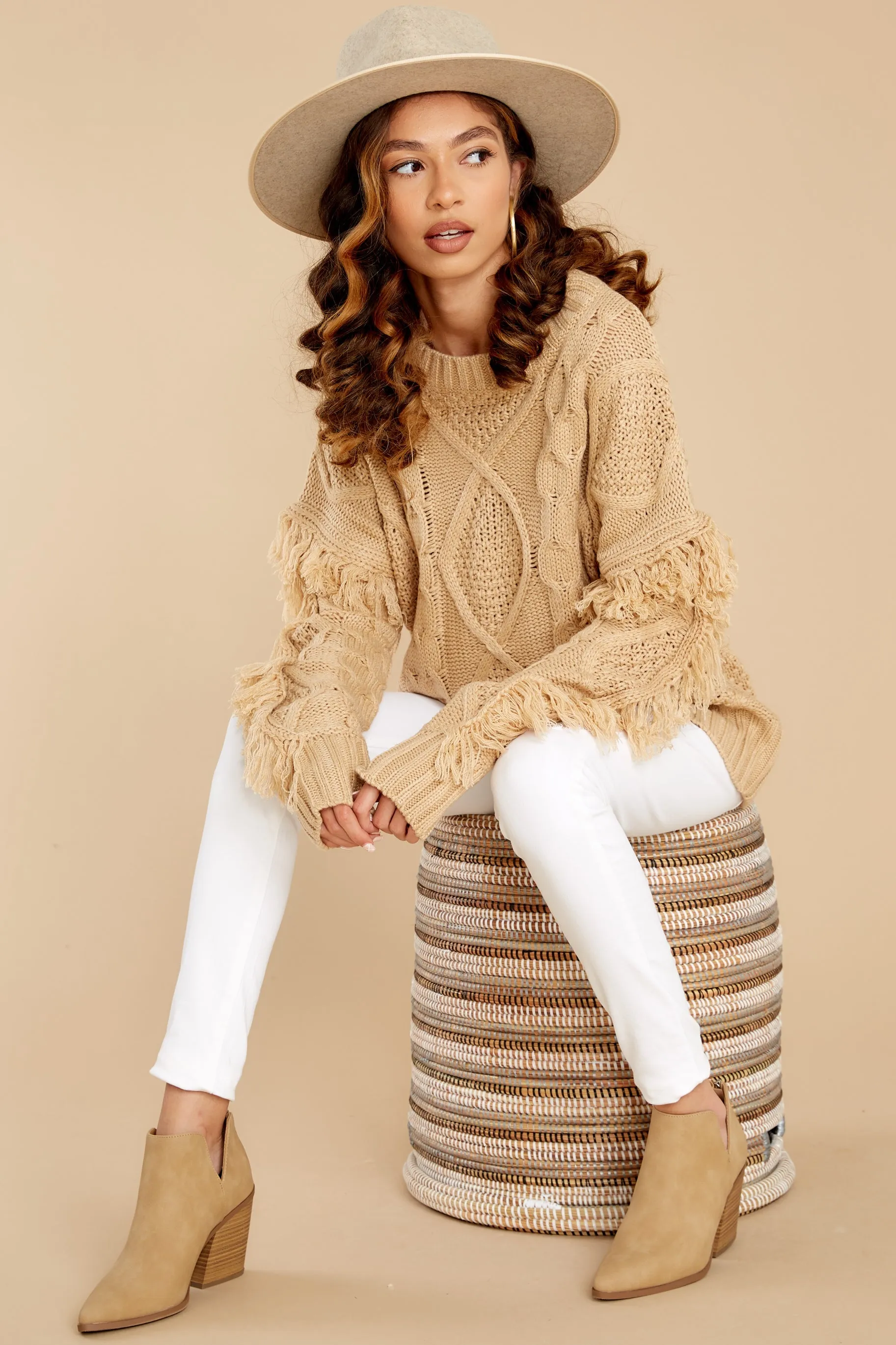 Keep Them Coming Taupe Sweater