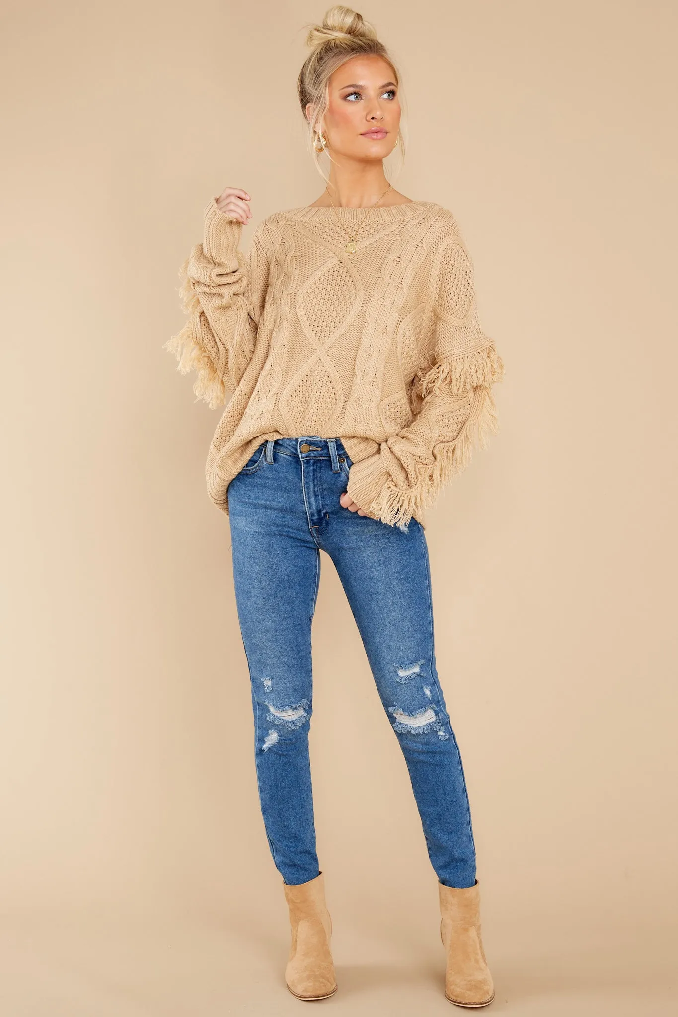 Keep Them Coming Taupe Sweater