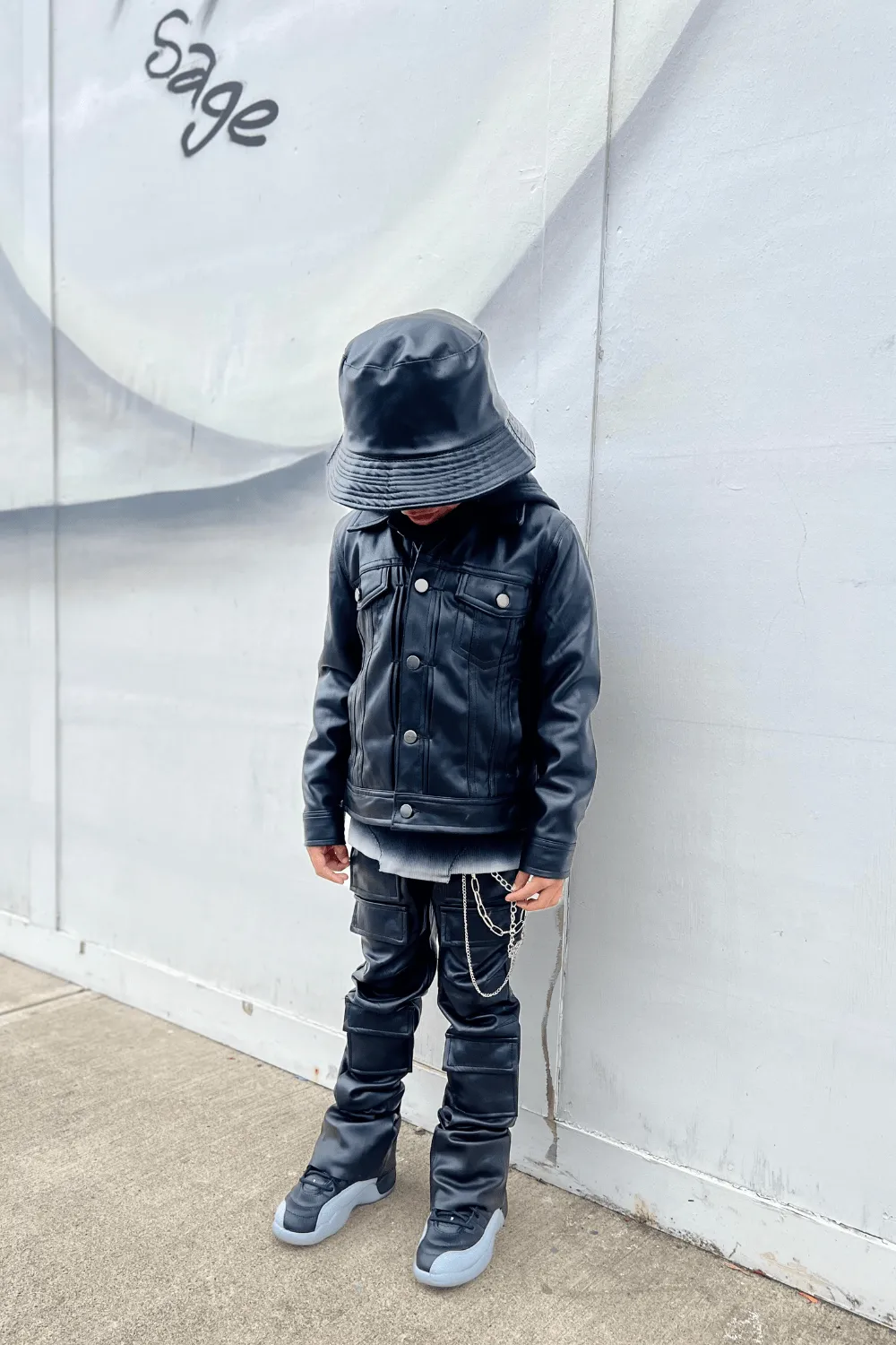 Kids Stacked Thriller Cargo Pants (Black)