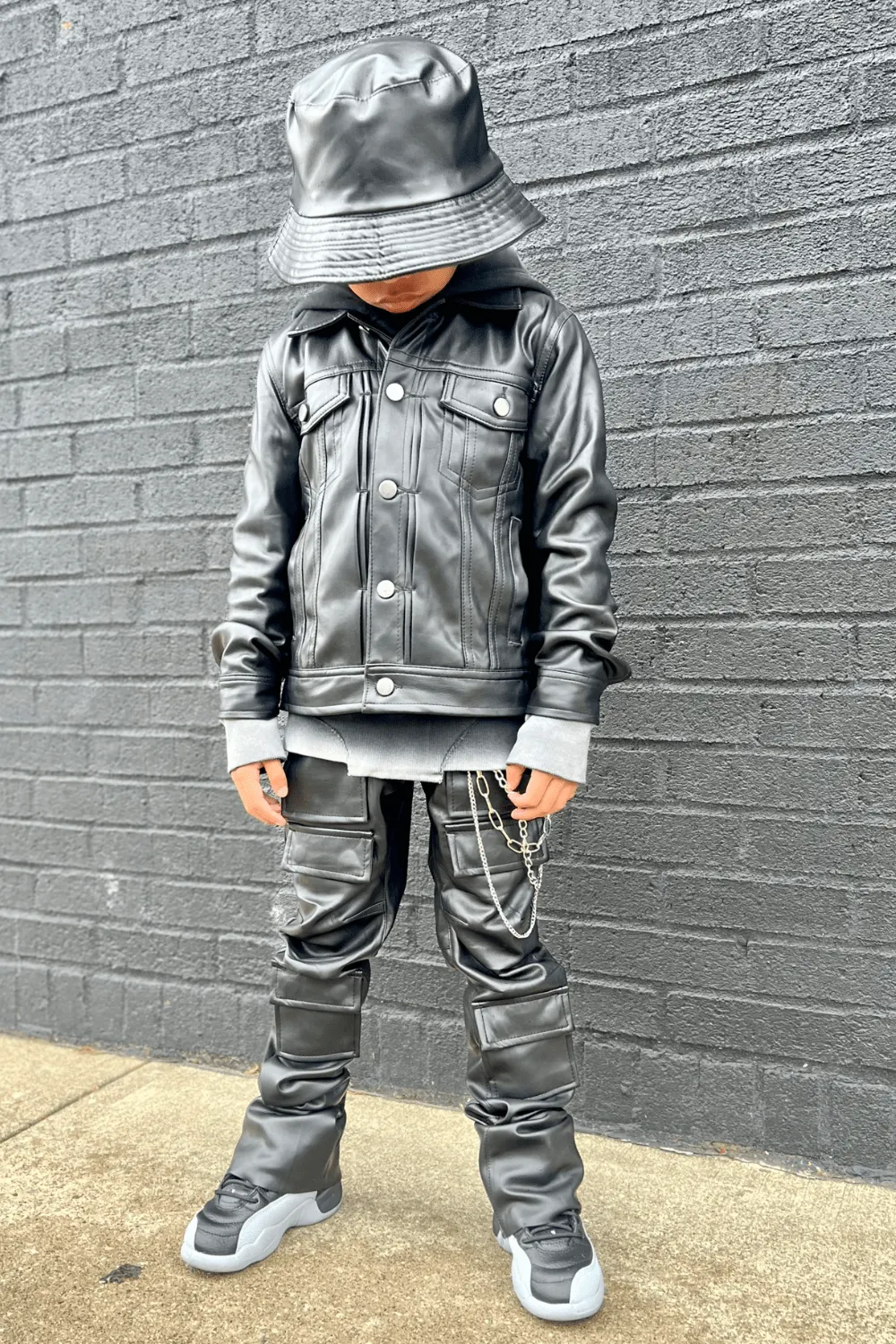 Kids Stacked Thriller Cargo Pants (Black)