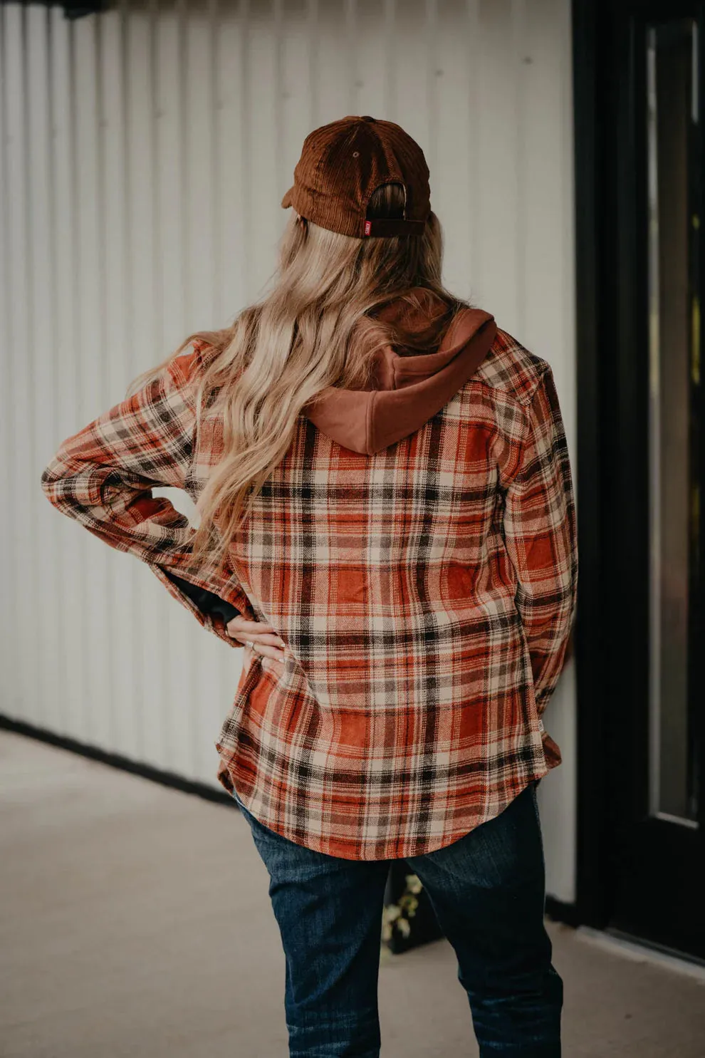 Kimes Ranch Women's Delano Burnt Orange Flannel Hoodie