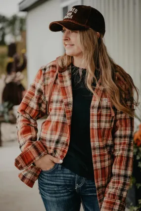 Kimes Ranch Women's Delano Burnt Orange Flannel Hoodie