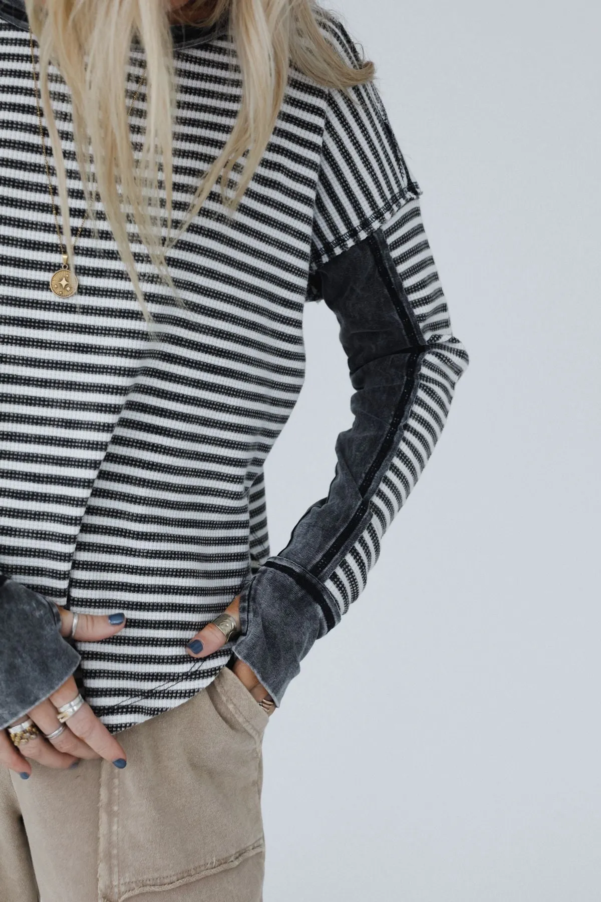 Kinley Striped Top - Black