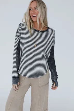 Kinley Striped Top - Black