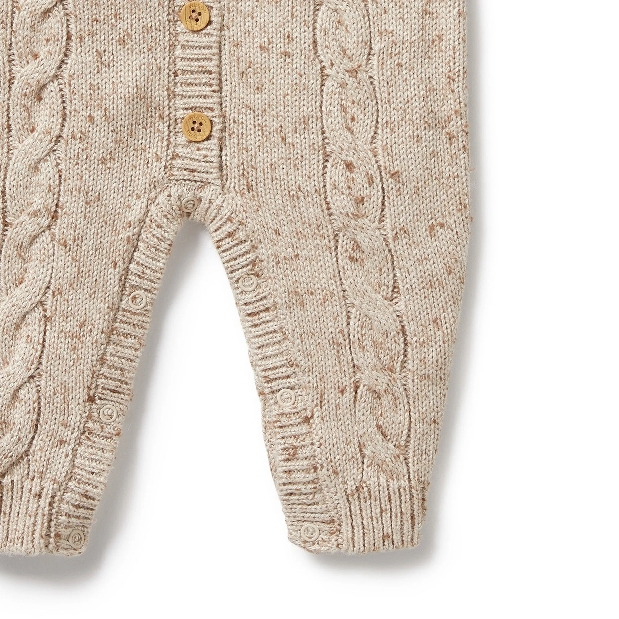 Knitted Cable Growsuit | Almond Fleck