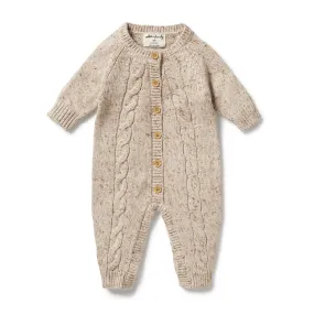 Knitted Cable Growsuit | Almond Fleck