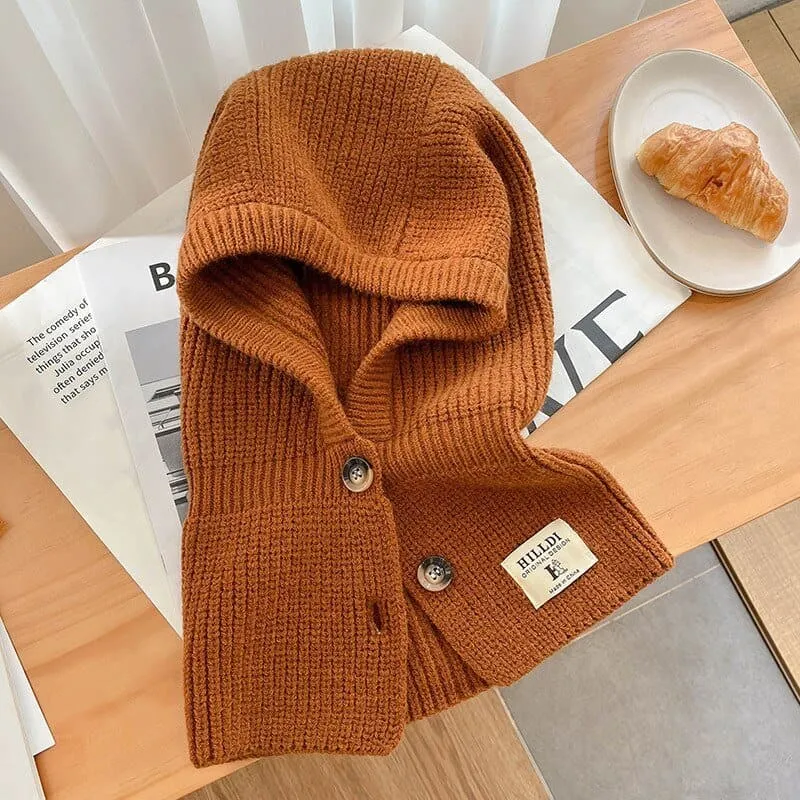 Knitted Cotton Cap Scarf - Fashionable Warmth and Versatility