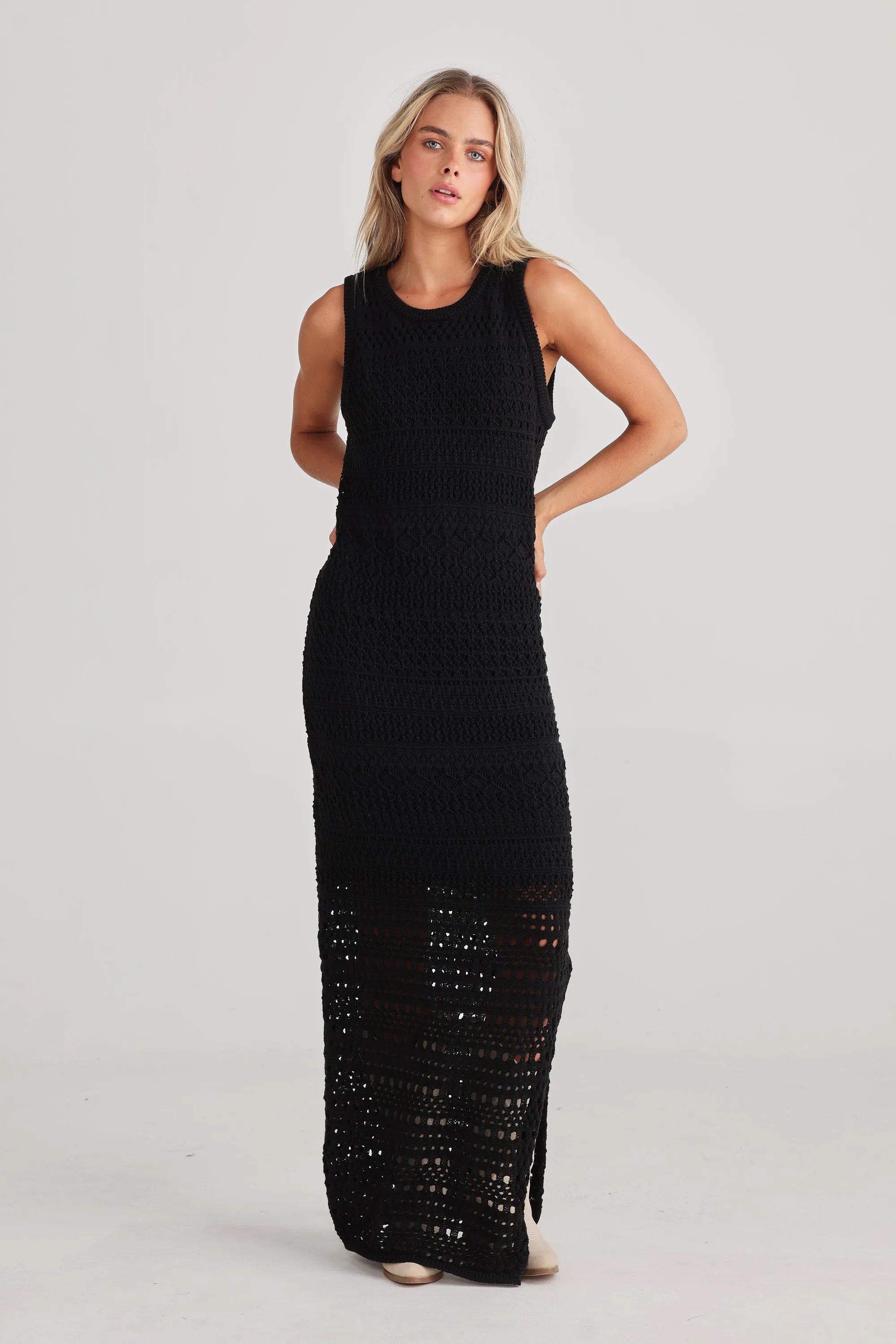 La Sol Crochet Dress - Black