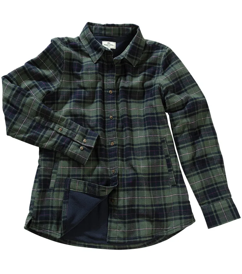 Ladies Tartan Shacket overshirt, grøn/blå/vinrød