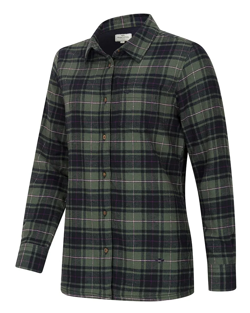 Ladies Tartan Shacket overshirt, grøn/blå/vinrød