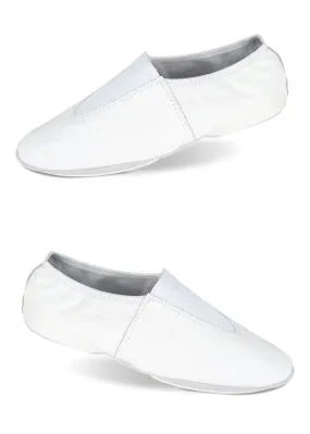 Leather Slip-On Youth Gymnastics Shoe (White)