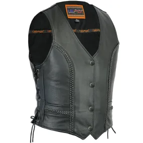 Leather Women's Premium Braided Vest