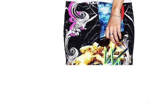 Limited edition one of a kind designer unique baroque print pencil cocktail skirt- Eloisa