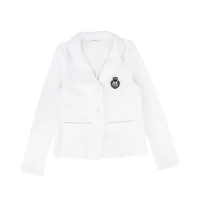 Little Parni White Milano Blazer with Badge