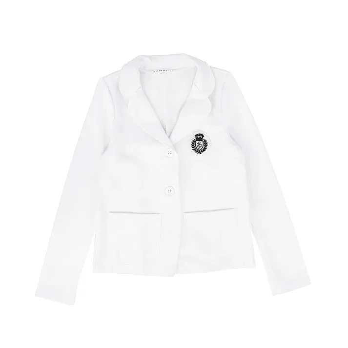 Little Parni White Milano Blazer with Badge