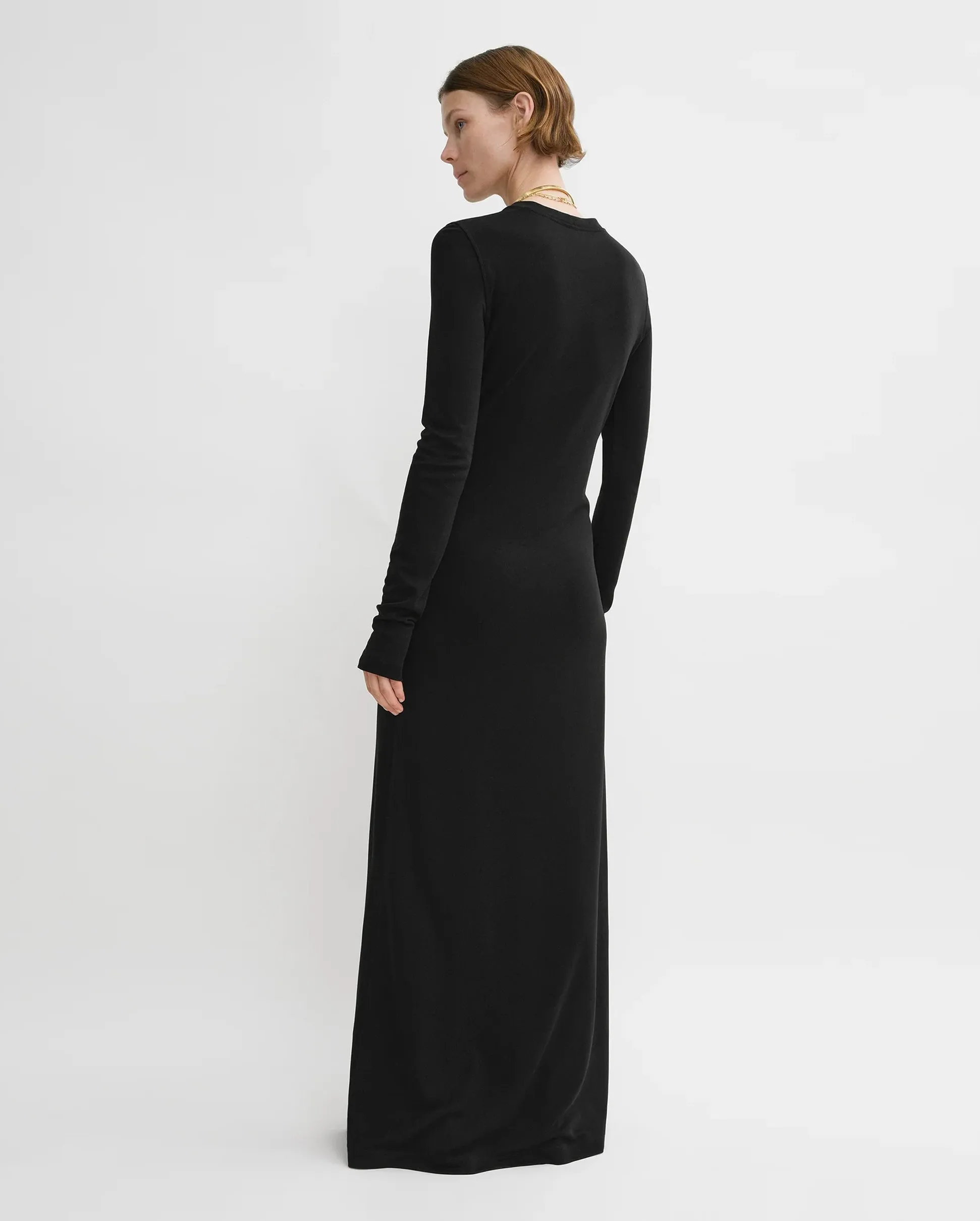 LONG-SLEEVE JERSEY DRESS / BLACK