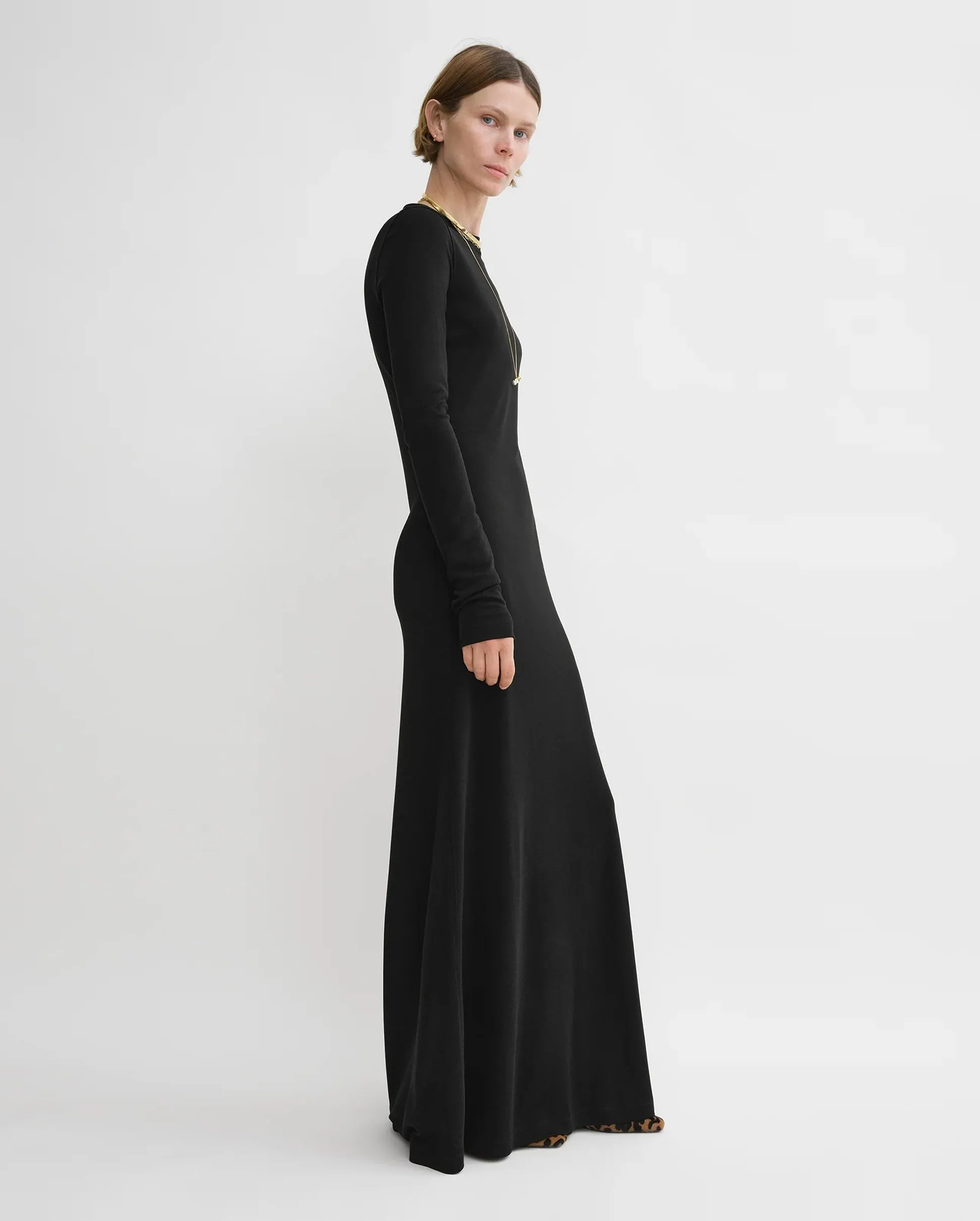 LONG-SLEEVE JERSEY DRESS / BLACK