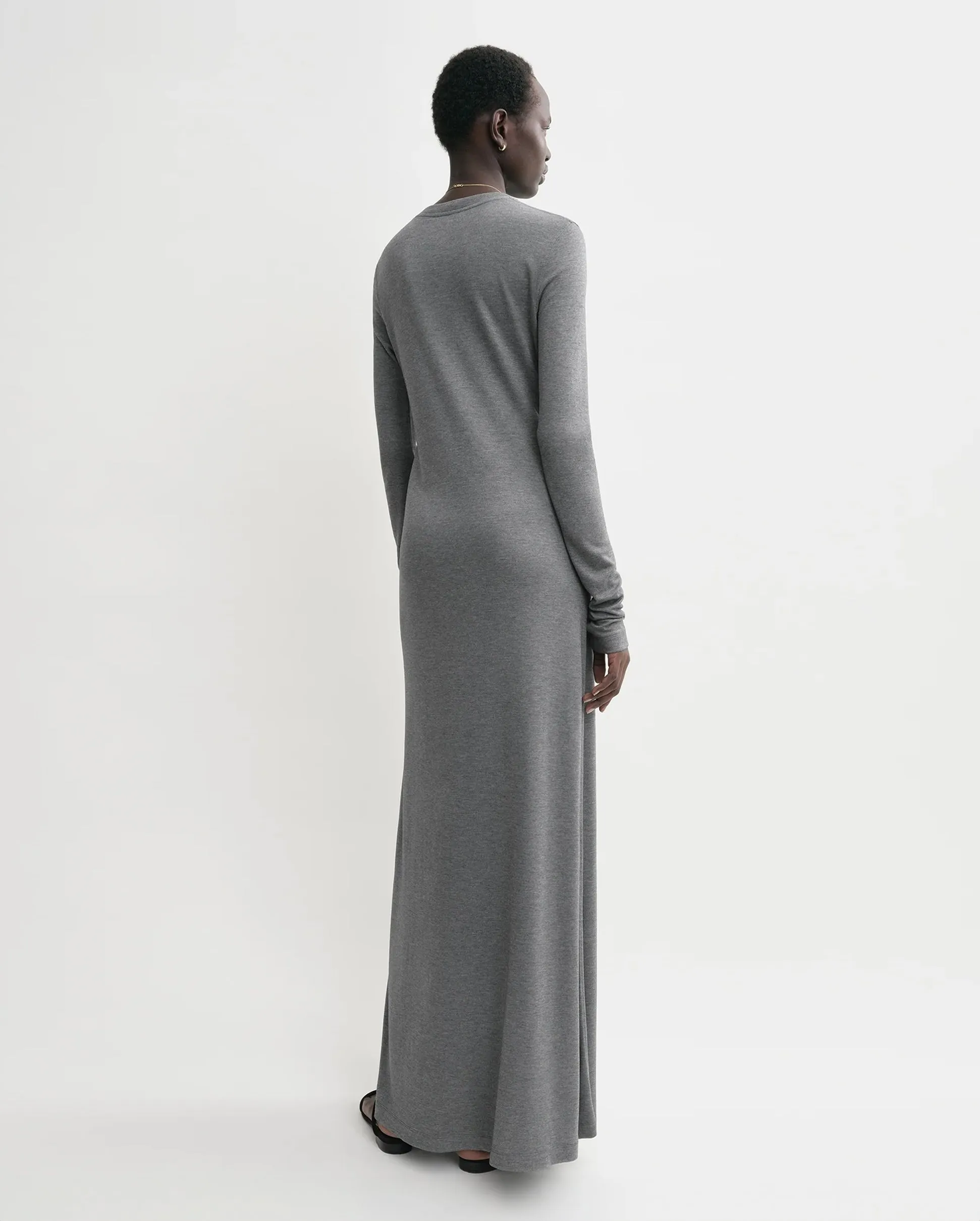 LONG-SLEEVE JERSEY DRESS / GREY MELANGE