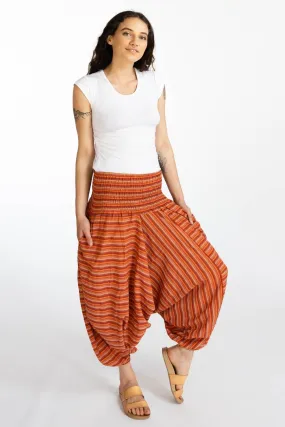 Low Crotch Pants - Striped Burnt Orange