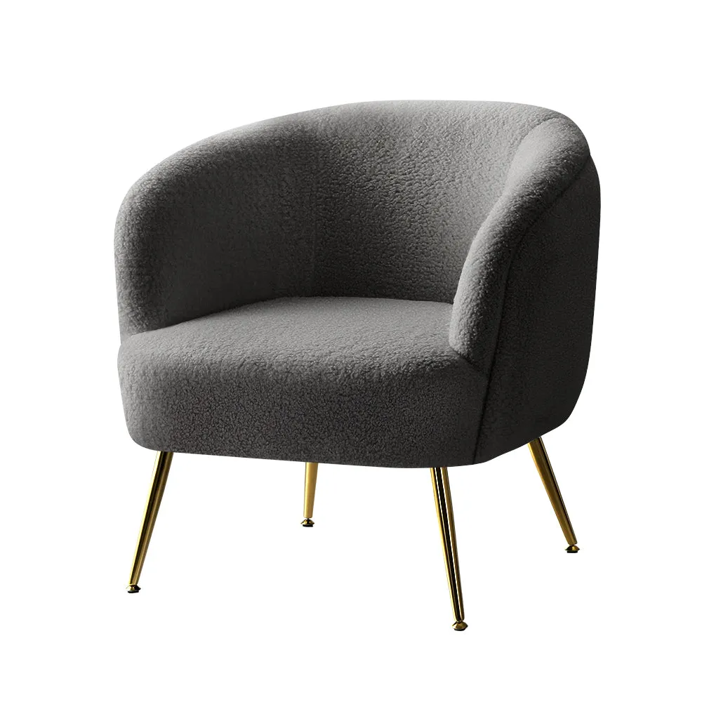 Luxurious Sherpa Boucle Armchair with Steel Legs - Artiss