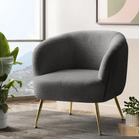 Luxurious Sherpa Boucle Armchair with Steel Legs - Artiss