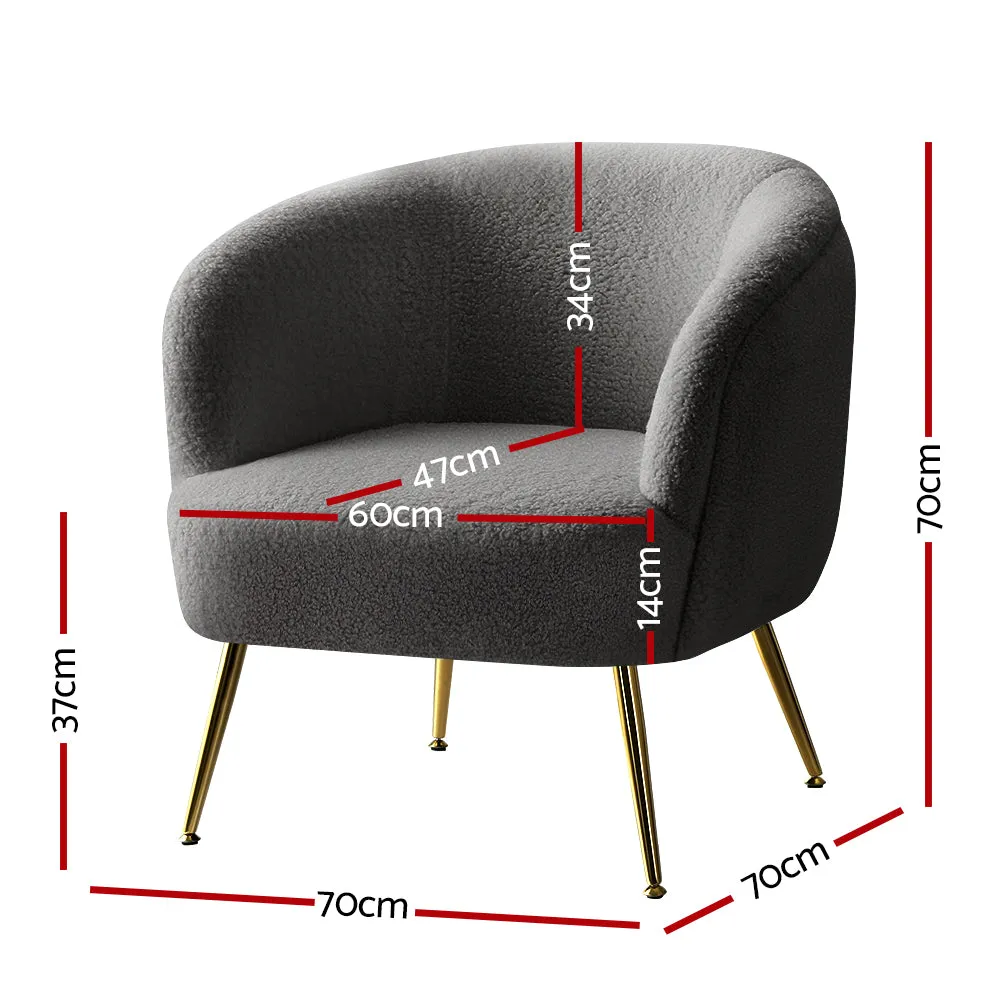 Luxurious Sherpa Boucle Armchair with Steel Legs - Artiss