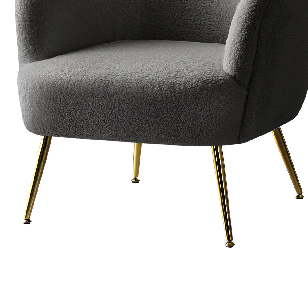 Luxurious Sherpa Boucle Armchair with Steel Legs - Artiss