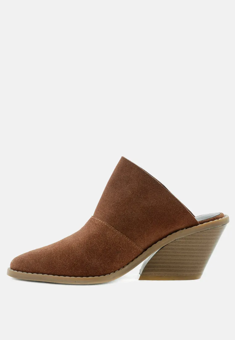 MAE Brown Classic Mules Heels