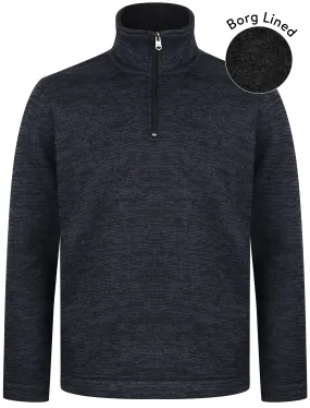 Malcolm Borg Lined Half Zip Bonded Pullover Fleece In Navy - Kensington Eastside