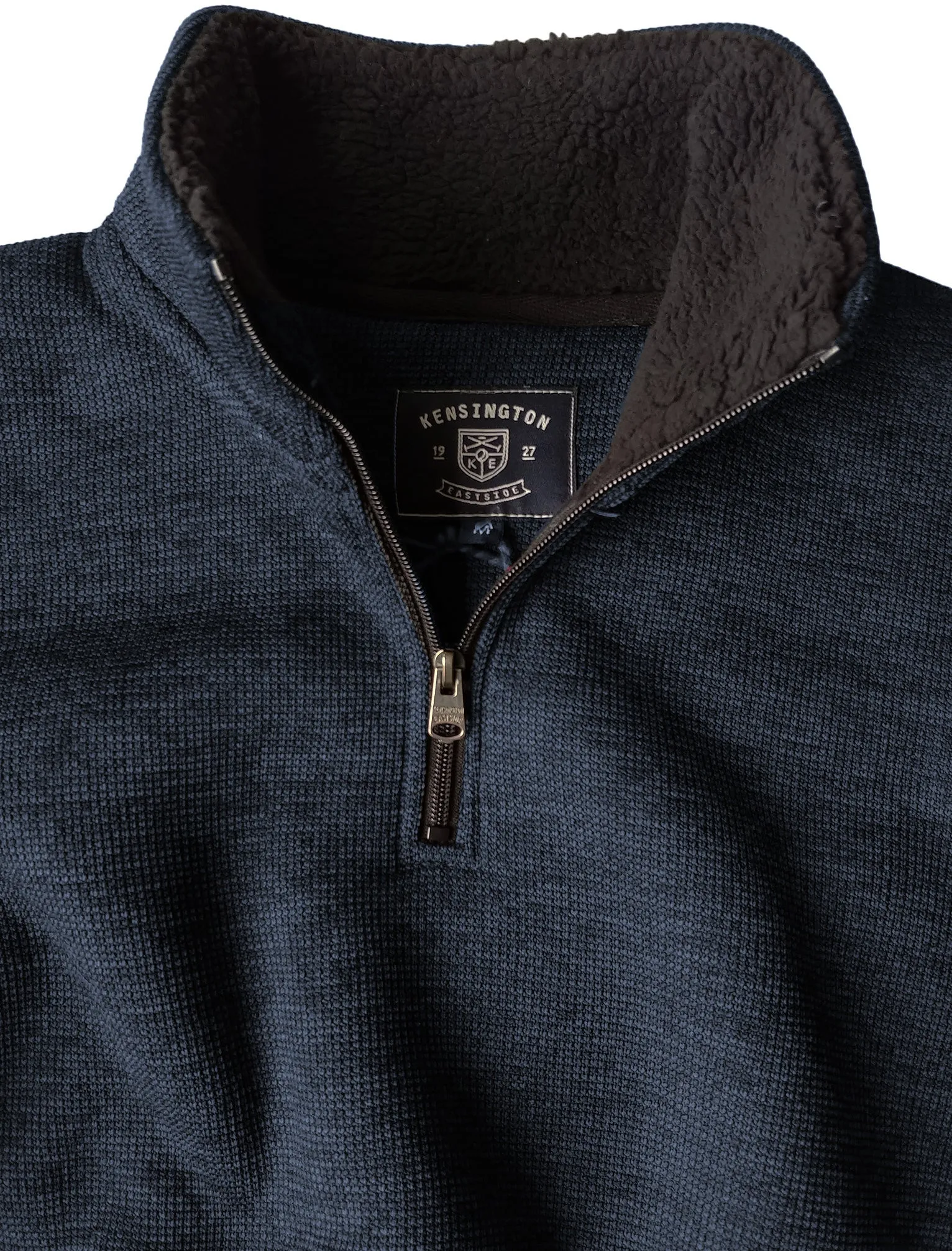 Malcolm Borg Lined Half Zip Bonded Pullover Fleece In Navy - Kensington Eastside