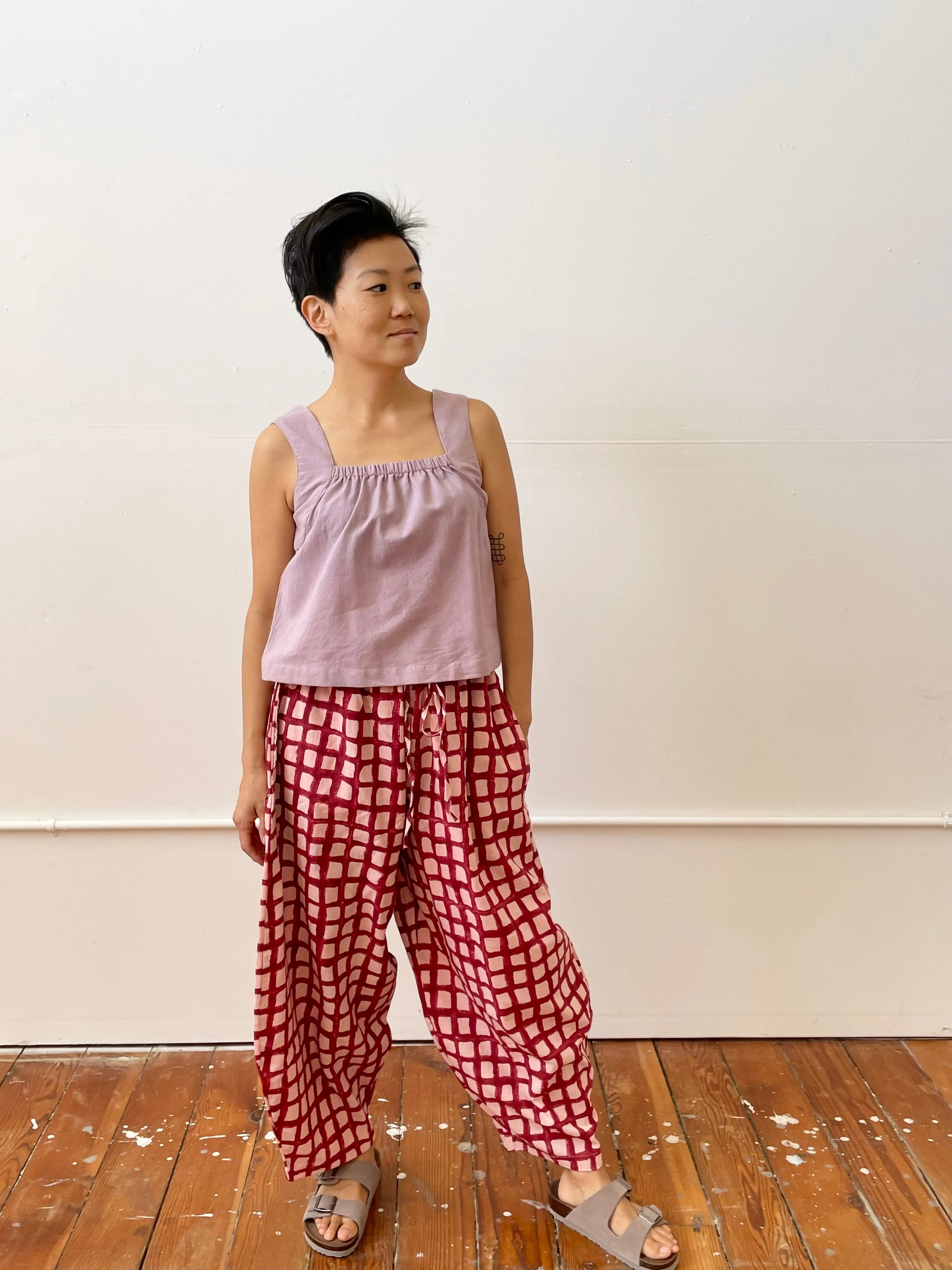 Marius Pant Madder and Pink Check Uni-Size (S-XL)