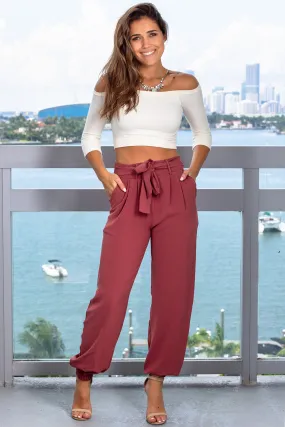 Maroon Waist Tie Pants