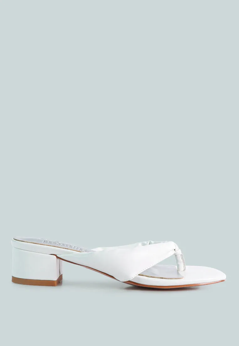 MEMESTAR  White Low Heel Thong Sandals