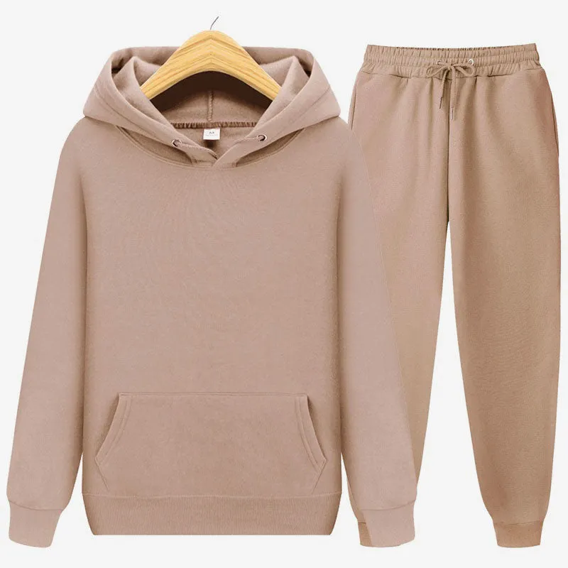 Men's Ladies Hoodies Pants Autumn Hooded Sweatshirt Sweatpants Fashion Slim Fit Hip Hop Pullover Hoodie Set