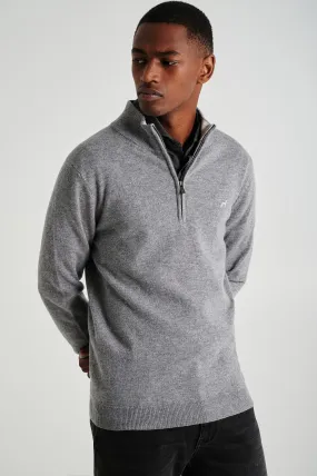 Men's lambswool blend high zip collar sweater