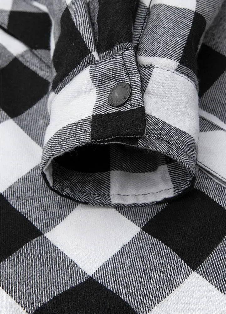 Men's Matching Family Black White Hooded Flannel Shacket