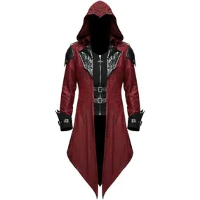 Men's Medieval Tailcoat Steampunk Vintage Hooded Trench Gothic Halloween Costume