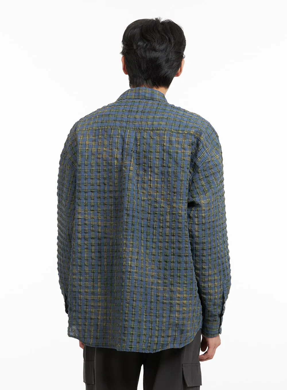 Men's Plaid Textured Shirt IA402